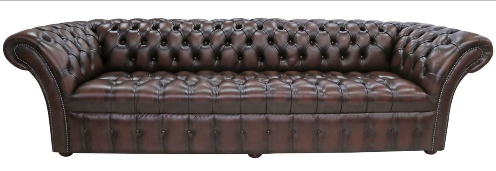 Product photograph of Chesterfield Balmoral 4 Seater Sofa Buttoned Seat Settee Antique Brown Leather from Designer Sofas 4U
