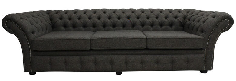Chesterfield Balmoral 4 Seater Sofa Settee Harris Tweed Herringbone Peatland Wool