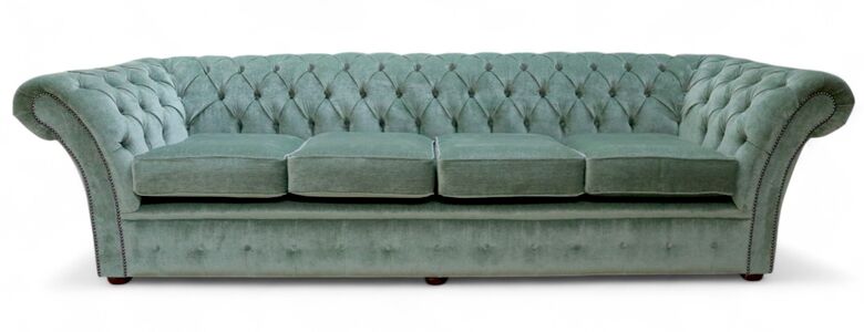 Chesterfield Balmoral 4 Seater Sofa Settee Velluto Lawn Fabric