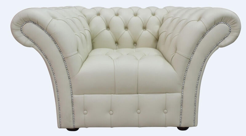 Product photograph of Chesterfield Balmoral Armchair Buttoned Seat Almond Cream Leather from Designer Sofas 4U