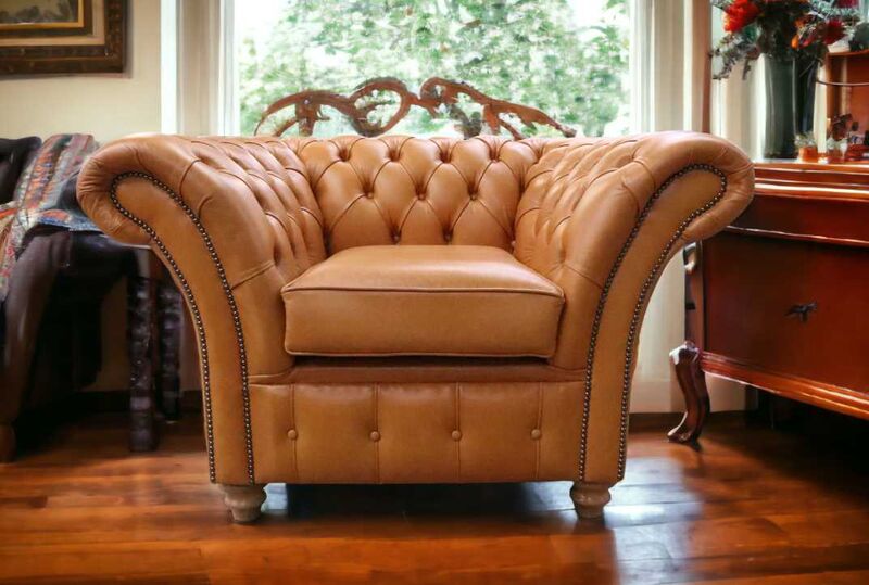 Product photograph of Chesterfield Balmoral Club Chair Old English Buckskin Leather from Designer Sofas 4U