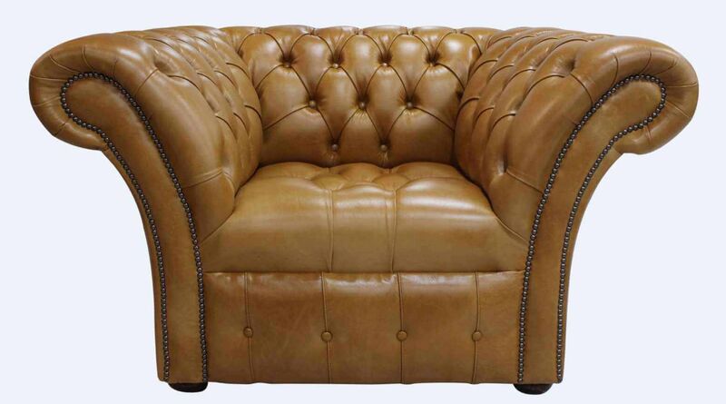 Product photograph of Old English Aniline Tan Leather Chesterfield Balmoral Armchair Amp Hellip from Designer Sofas 4U