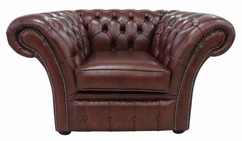 Product photograph of Chesterfield Blenheim Club Chair Byron Conker Leather from Designer Sofas 4U