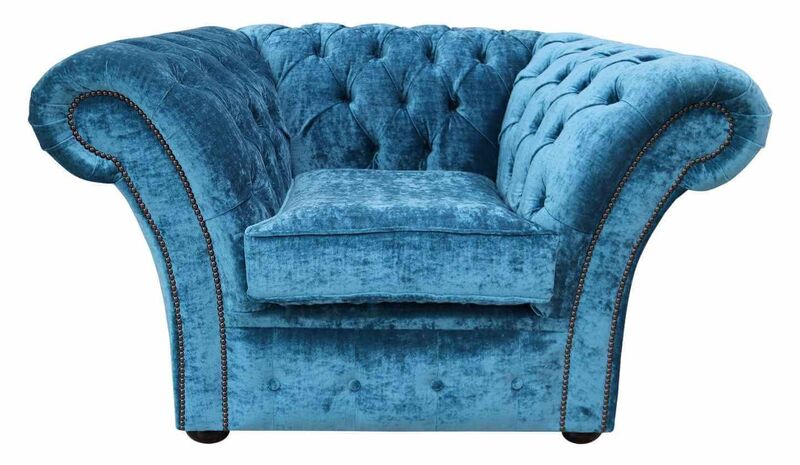 Product photograph of Chesterfield Balmoral Club Chair Velvet Modena Peacock Blue from Designer Sofas 4U
