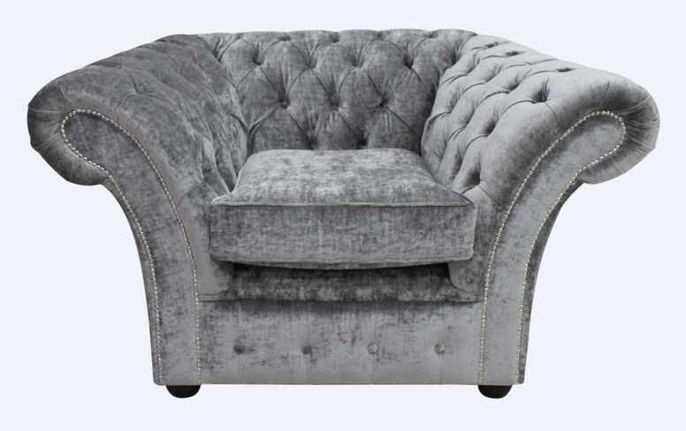Gosford Buttoned Studded Chair Velvet Modena Smoke