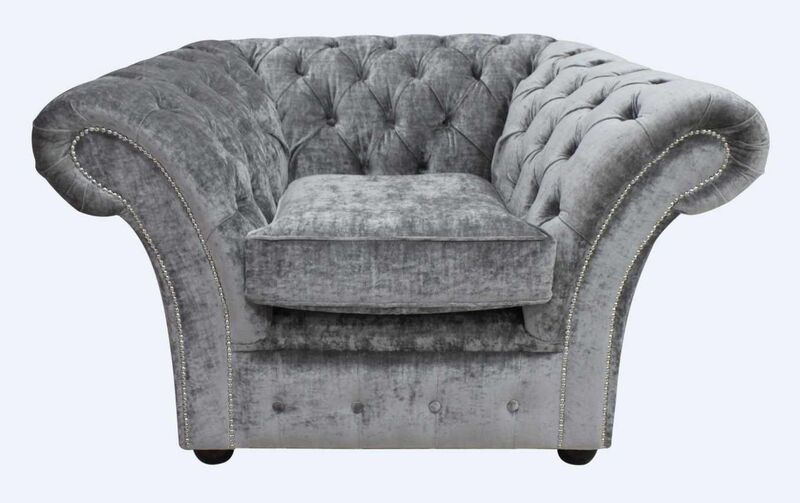 Product photograph of Gosford Buttoned Studded Chair Velvet Modena Smoke from Designer Sofas 4U
