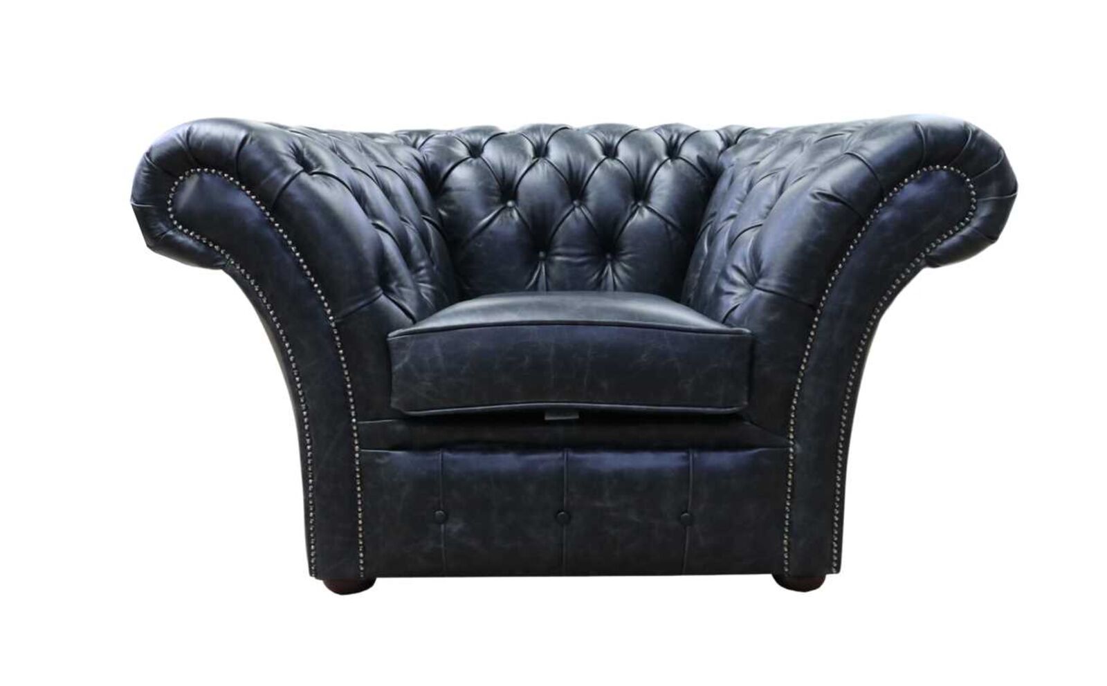 Product photograph of Chesterfield Balmoral Club Chair New England Black Leather from Designer Sofas 4U