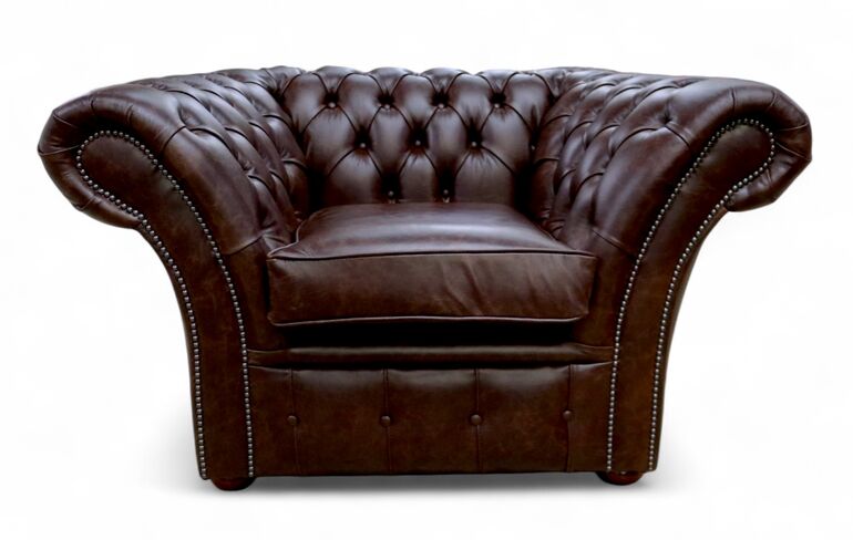 Chesterfield Balmoral Club Chair New England Dark Brown Leather