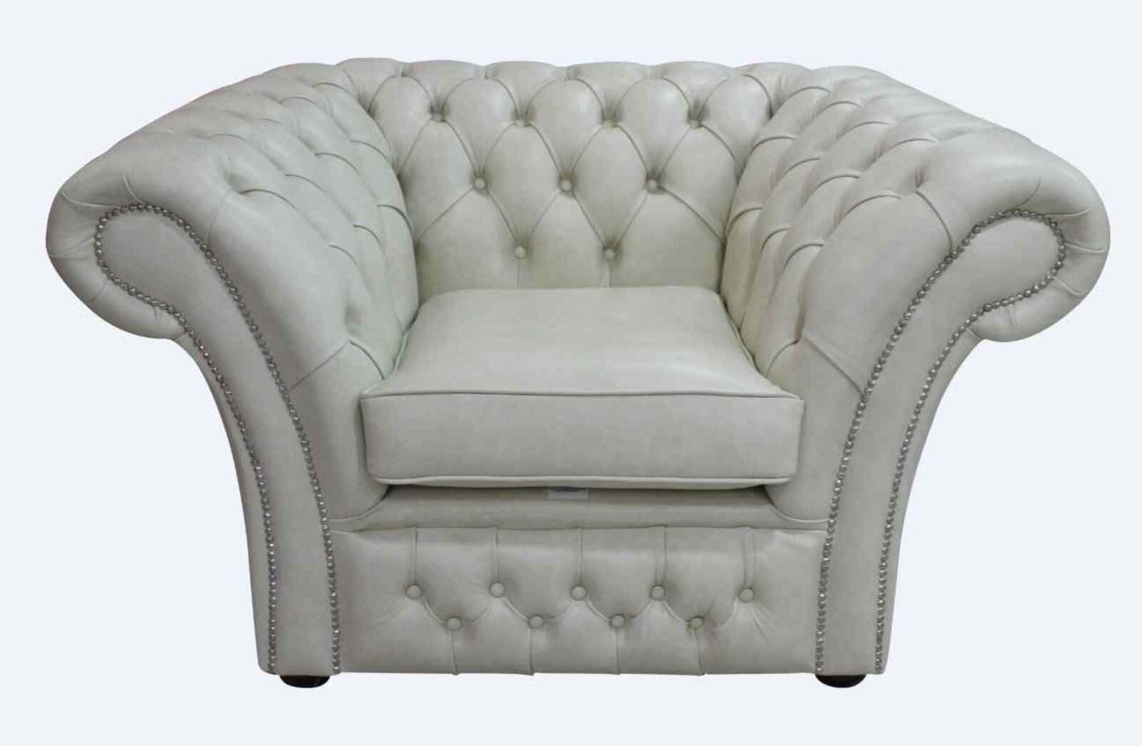 Product photograph of Chesterfield Balmoral Armchair Stella Ice Leather Dbb from Designer Sofas 4U