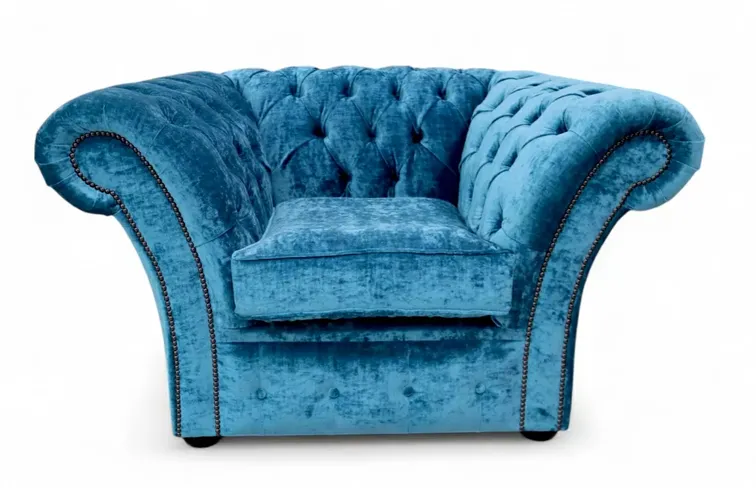 Chesterfield Balmoral Club Chair Velvet Modena Peacock Blue