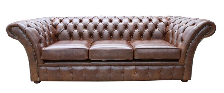 Chesterfield Balmoral 3 Seater Sofa Settee New England Texas Brown Leather