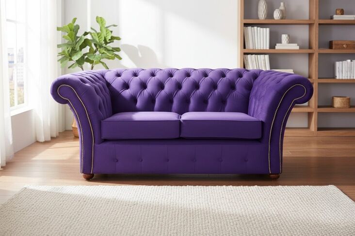 Chesterfield Balmoral 2 Seater Malta Amethyst Purple Velvet Fabric Sofa