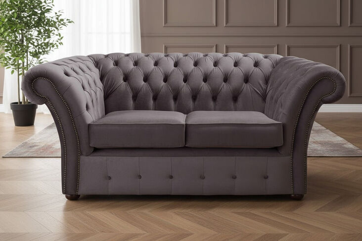 Chesterfield Balmoral 2 Seater Malta Lavender Purple Velvet Fabric Sofa
