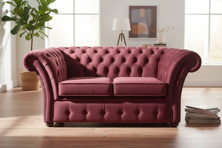 Chesterfield Balmoral 2 Seater Malta Red Velvet Fabric Sofa