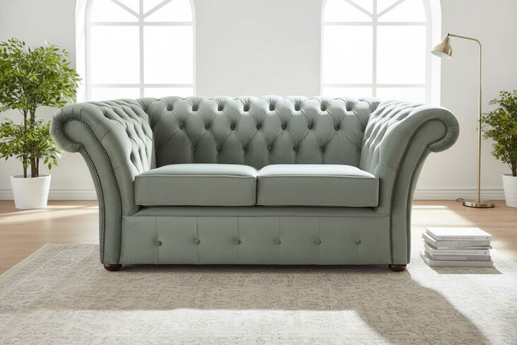 Chesterfield Balmoral 2 Seater Malta Seaspray Blue Velvet Fabric Sofa