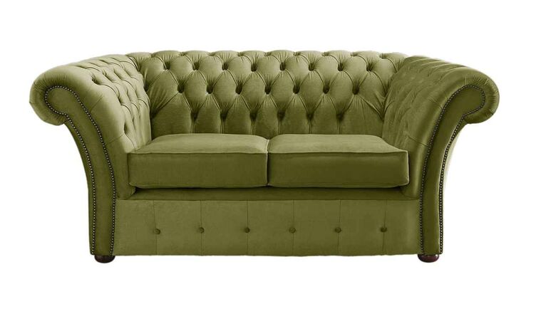 Chesterfield Balmoral 2 Seater Malta Grass Green Velvet Fabric Sofa