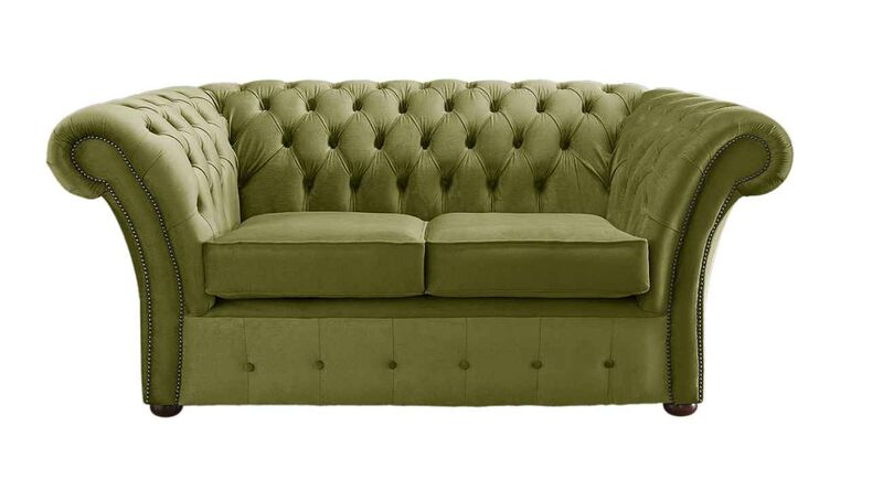 Product photograph of Chesterfield Balmoral 2 Seater Malta Grass Green Velvet Fabric Sofa from Designer Sofas 4U