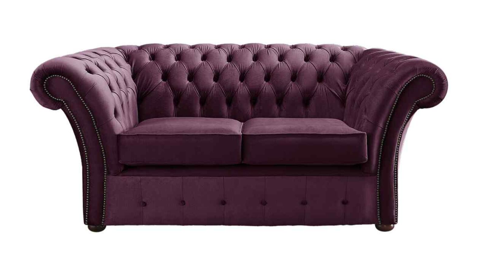 Product photograph of Chesterfield Balmoral 2 Seater Malta Boysenberry Purple Velvet Fabric Sofa from Designer Sofas 4U