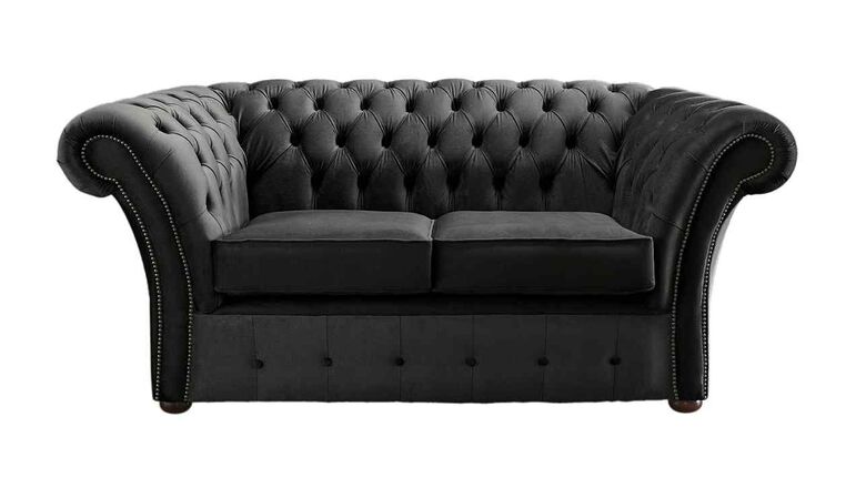 Chesterfield Balmoral 2 Seater Malta Cosmic Grey Velvet Fabric Sofa