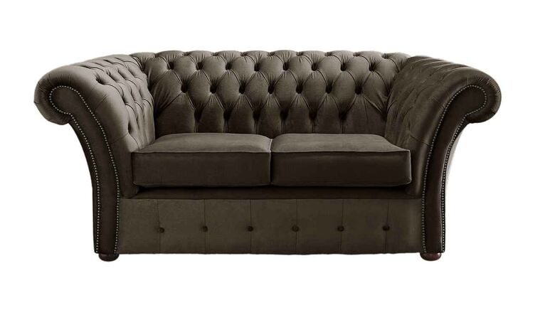 Chesterfield Balmoral 2 Seater Malta Mushroom Brown Velvet Fabric Sofa