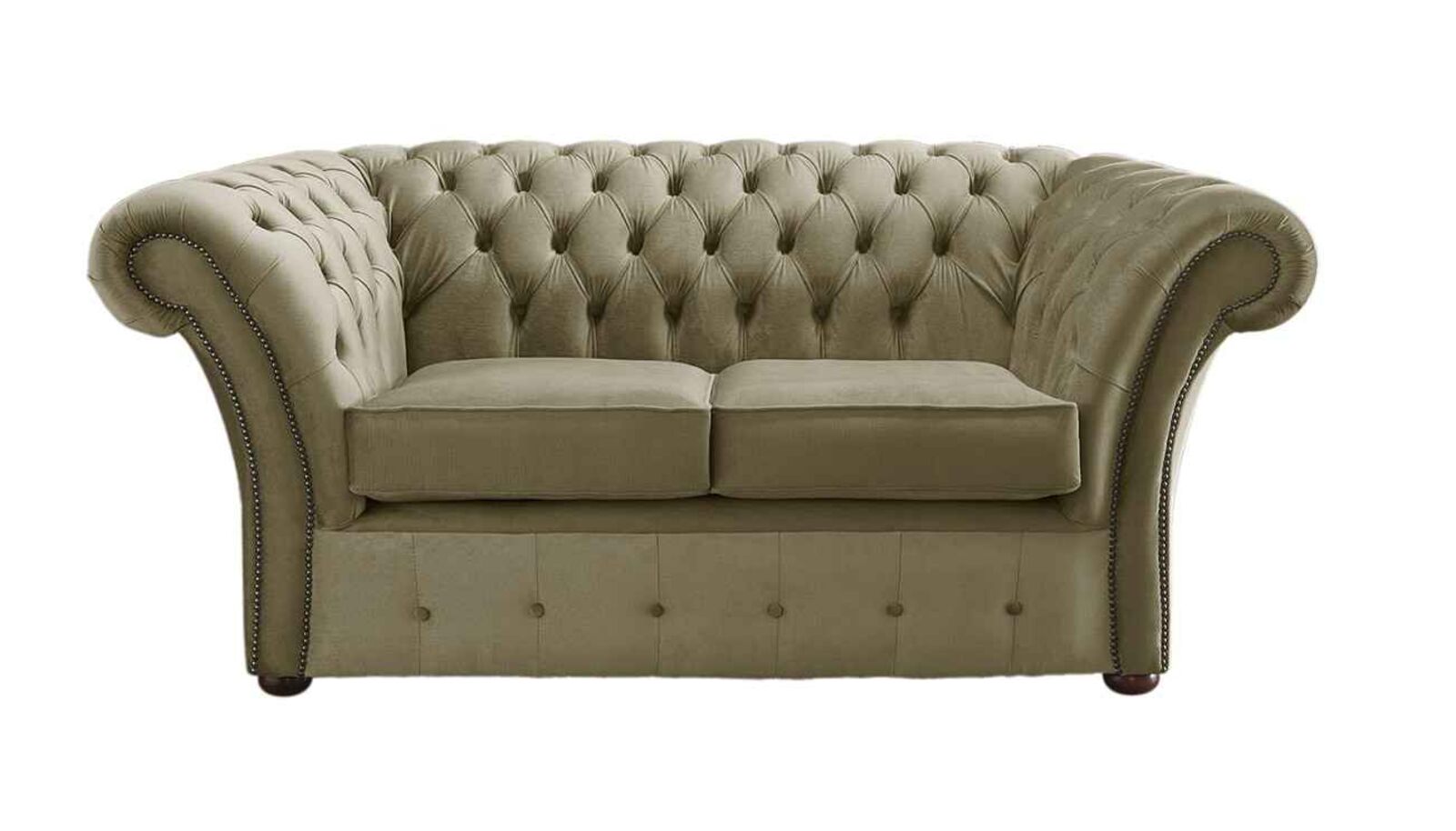 Product photograph of Chesterfield Balmoral 2 Seater Malta Parchment Beige Velvet Fabric Sofa from Designer Sofas 4U