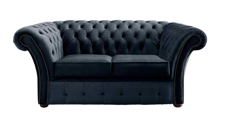 Chesterfield Balmoral 2 Seater Malta Peacock Blue Velvet Fabric Sofa