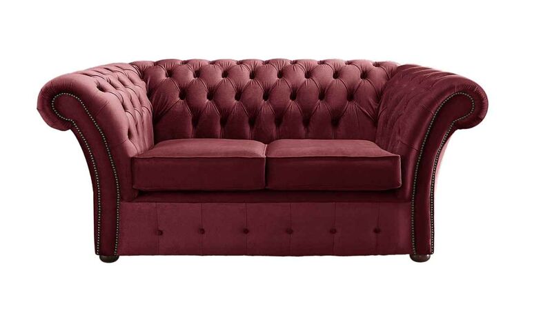 Product photograph of Chesterfield Balmoral 2 Seater Malta Red Velvet Fabric Sofa from Designer Sofas 4U