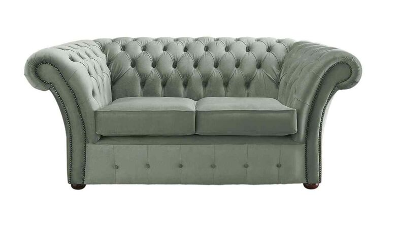 Chesterfield Balmoral 2 Seater Malta Seaspray Blue Velvet Fabric Sofa