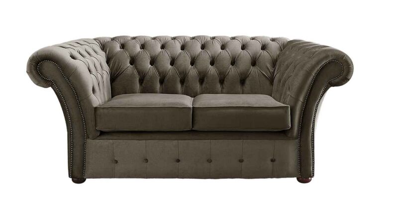 Product photograph of Chesterfield Balmoral 2 Seater Malta Taupe Velvet Fabric Sofa from Designer Sofas 4U