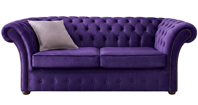 Chesterfield Balmoral 3 Seater Malta Amethyst Purple Velvet Fabric Sofa