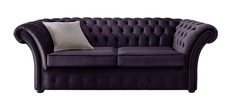 Chesterfield Balmoral 3 Seater Malta Amethyst Purple Velvet Fabric Sofa