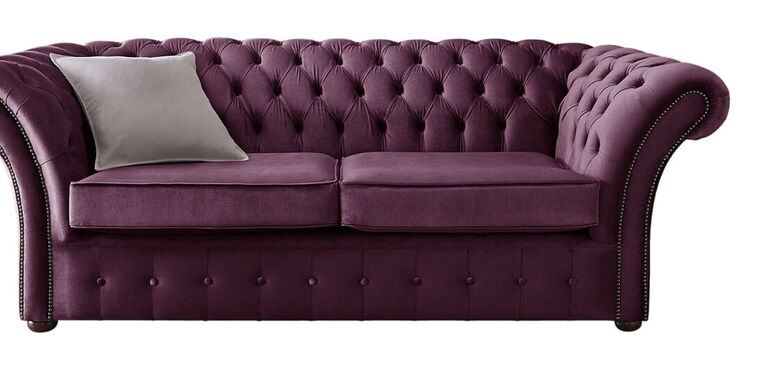Chesterfield Balmoral 3 Seater Malta Boysenberry Purple Velvet Fabric Sofa