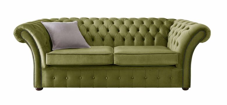 Chesterfield Balmoral 3 Seater Malta Grass Green Velvet Fabric Sofa