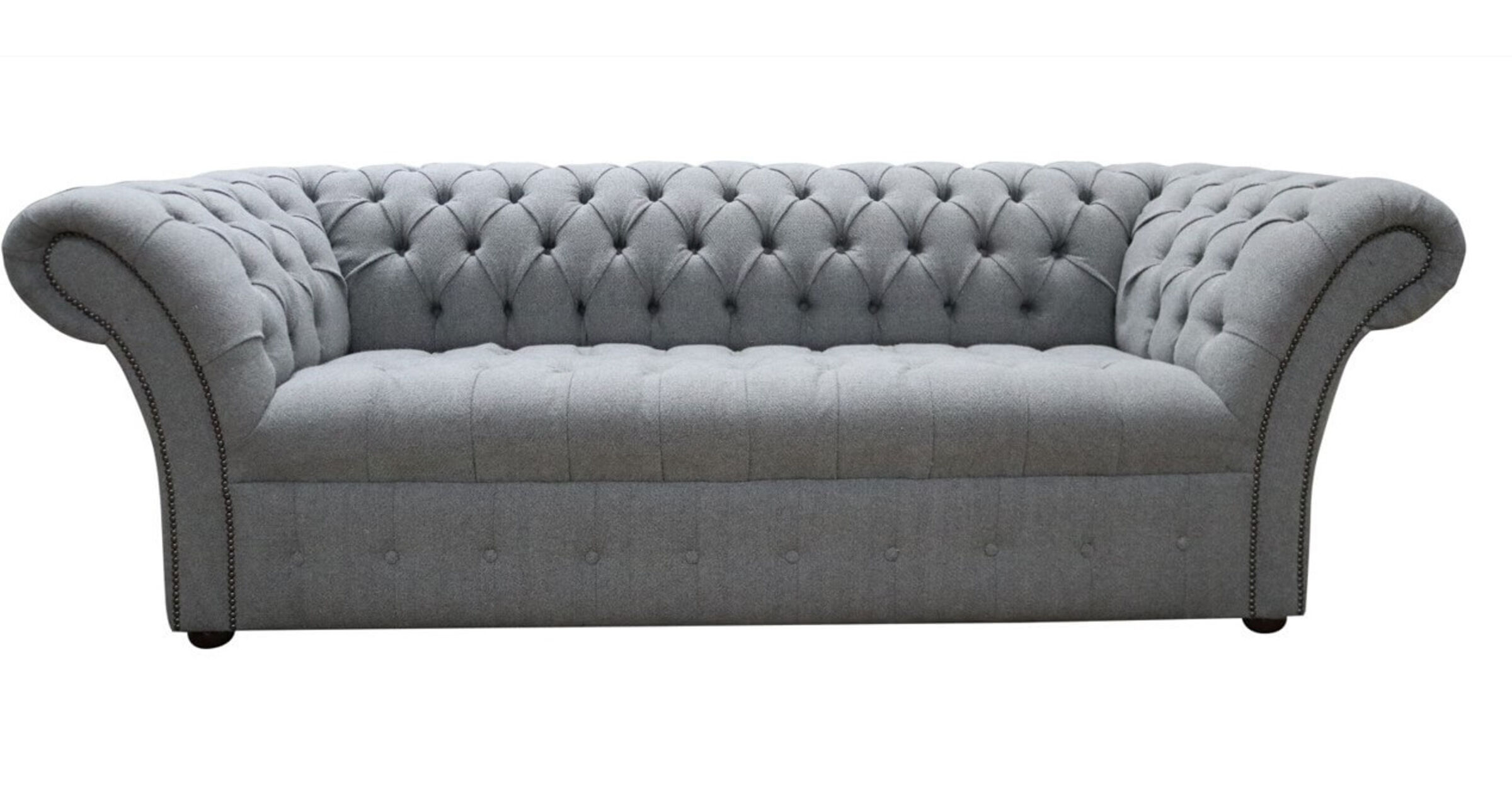Chesterfield Balmoral 3 Seater Buttoned Seat Sofa Settee Halifax Grey