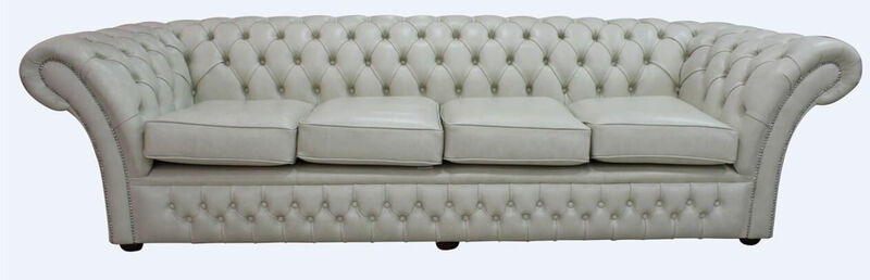 Product photograph of Chesterfield Balmoral 4 Seater Sofa Settee Stella Ice Leather Dbb from Designer Sofas 4U