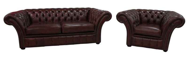 Product photograph of Chesterfield Calvert 3 Club Chair Sofa Suite Byron Conker Leather from Designer Sofas 4U