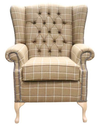 Chesterfield Bloomsbury Wool Wing Chair Fireside High Back Armchair St Andrews Rope Tartan + 4" Higher + 2" Depth