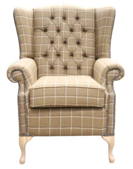 Bloomsbury Wool Wing Chair Andrews Rope Tartan, Extra Height