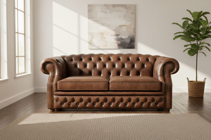 Chesterfield Buckingham 2.5 Seater Antique Brown Leather Sofa Offer
