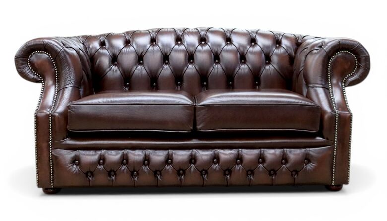Chesterfield Buckingham 2 Seater Antique Brown Leather Sofa Offer