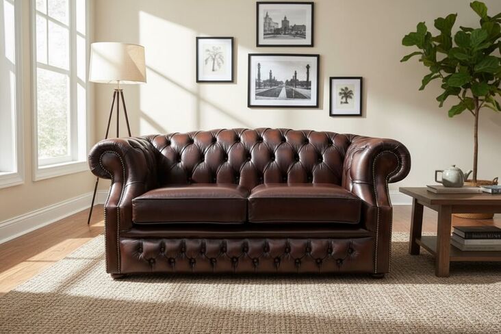 Chesterfield Buckingham 2 Seater Antique Brown Leather Sofa Offer