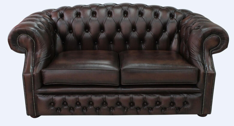 Chesterfield Buckingham 2 Seater Antique Brown Leather Sofa Offer