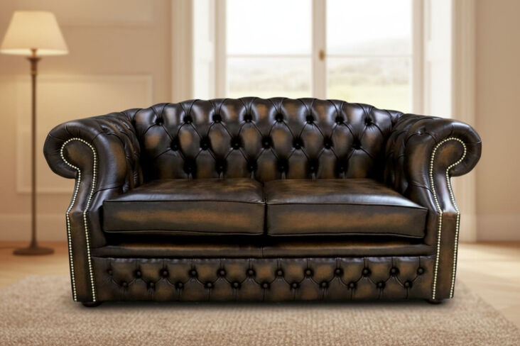 Chesterfield Buckingham 2 Seater Antique Gold Leather Sofa Offer