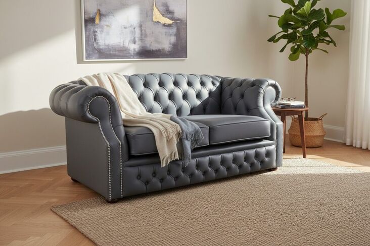 Chesterfield Buckingham 2 Seater Burnt Oak Leather Sofa Offer