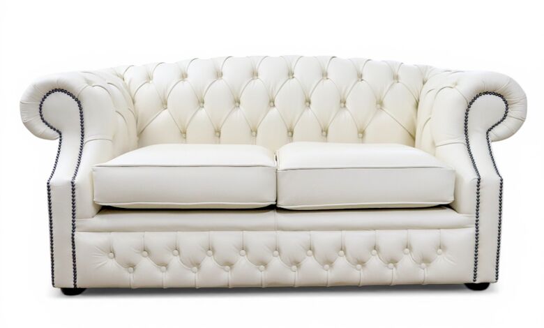 Chesterfield Buckingham 2 Seater Cottonseed Cream Leather Sofa Offer