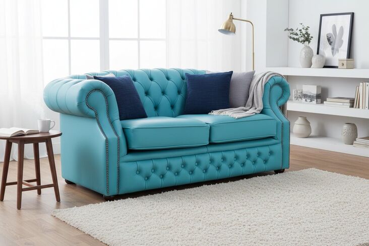 Chesterfield Buckingham 2 Seater Dark Teal Leather Sofa Offer