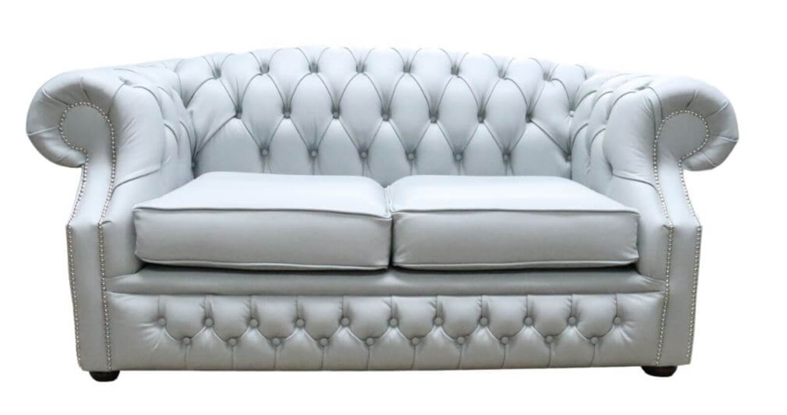 Product photograph of Chesterfield Buckingham 2 Seater Shelly Silver Grey Leather Amp Hellip from Designer Sofas 4U