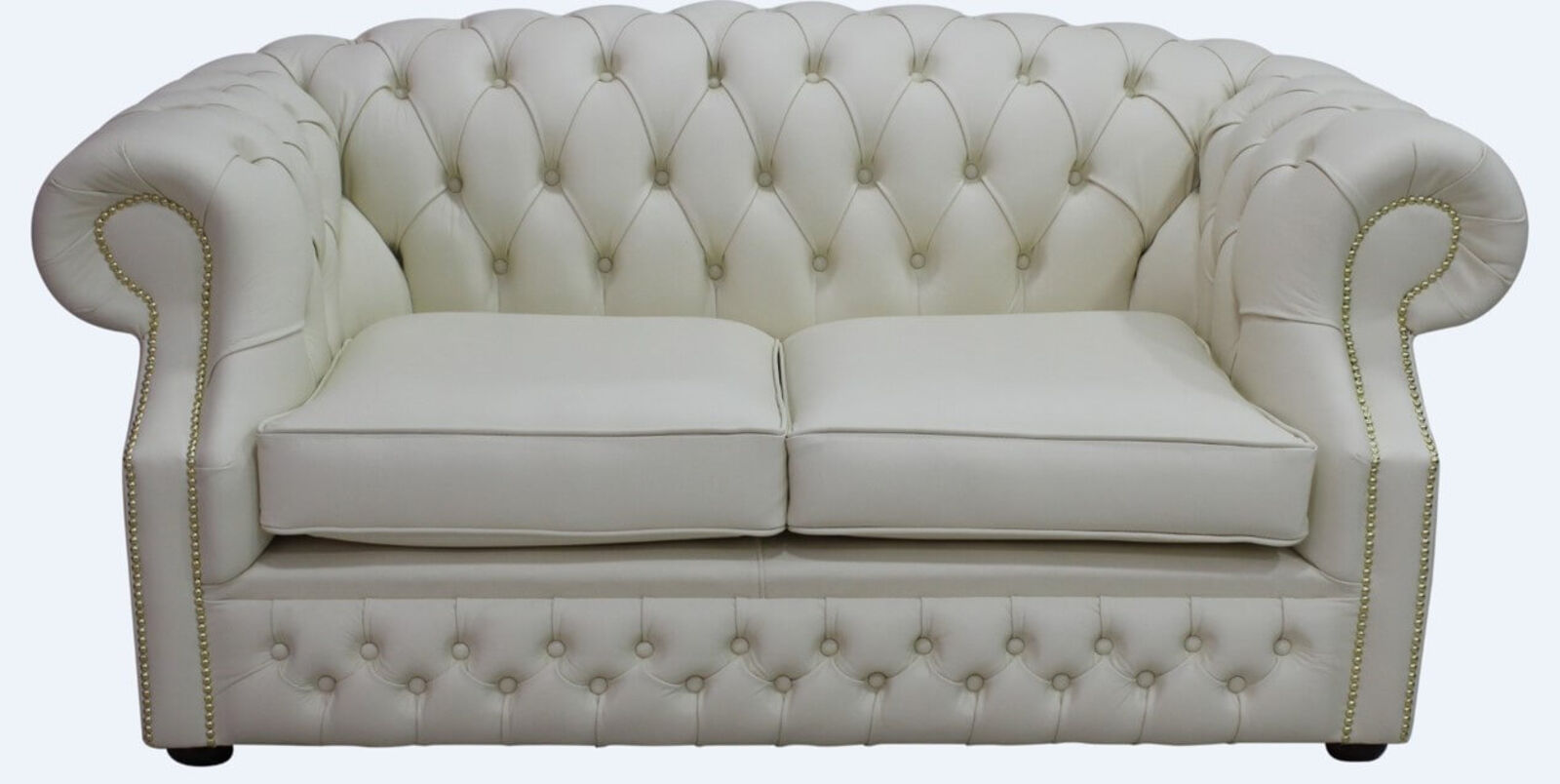 Product photograph of Chesterfield Buckingham 2 Seater Cottonseed Cream Leather Sofa Offer from Designer Sofas 4U