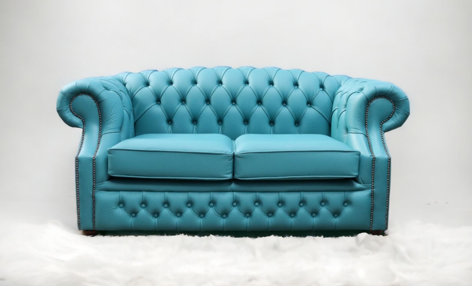 Product photograph of Chesterfield Buckingham 2 Seater Dark Teal Leather Sofa Offer from Designer Sofas 4U