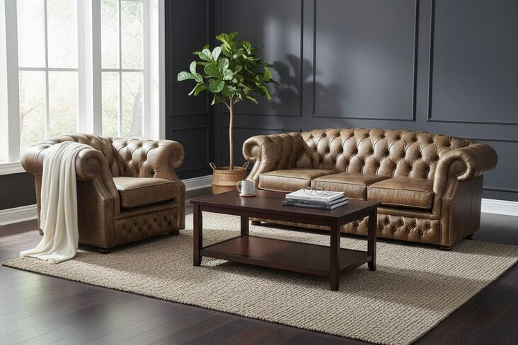 Chesterfield Buckingham 3+1 Sofa Suite Cracked Wax Tobacco Leather
